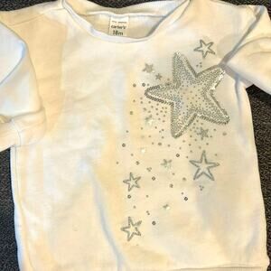 Carter’s Girls White‎ star sequin glitter sweatshirt - Size 18M 18 months
